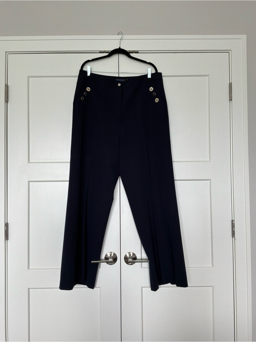Tommy Hilfiger Navy Wide-Leg Sailor Pants with Gold Buttons